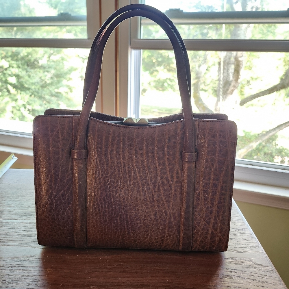 Tano of Madrid Spain Elegant Brown Leather Handbag